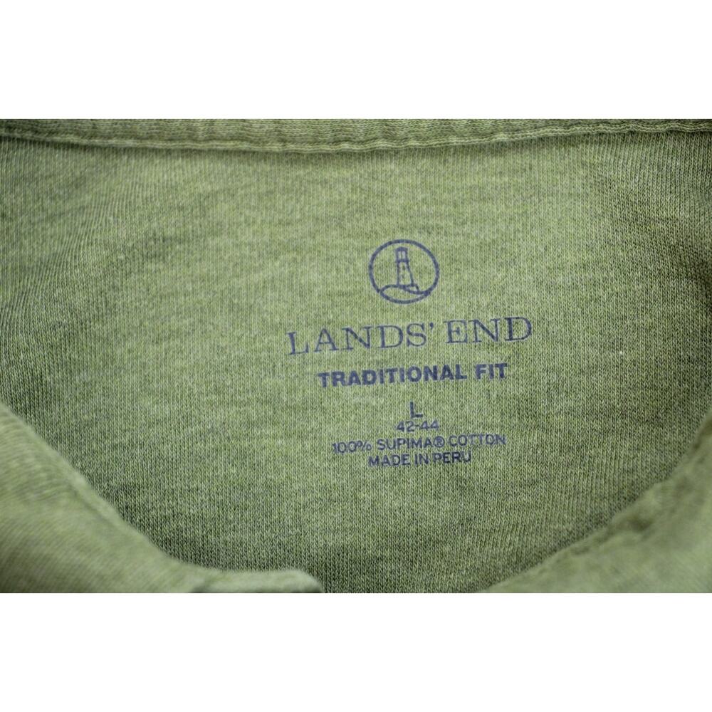 Land's End Polo Mens Large Green (42-44) Long Sleeve100% Supima Cotton - Picture 3 of 7